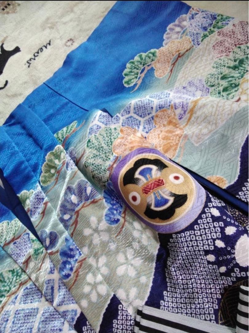 男の子用・3歳向け・化繊・袴とお着物のセット　兜