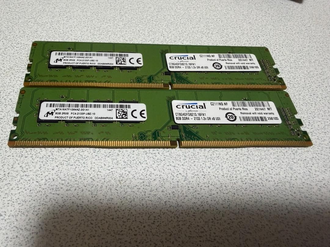 Crucial DDR4 8GB x 2枚 (計16GB) 10セット