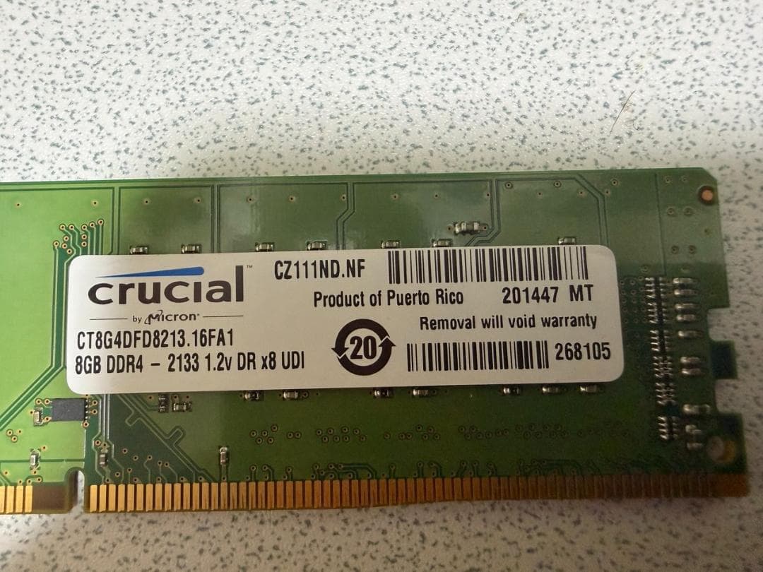Crucial DDR4 8GB x 2枚 (計16GB) 10セット