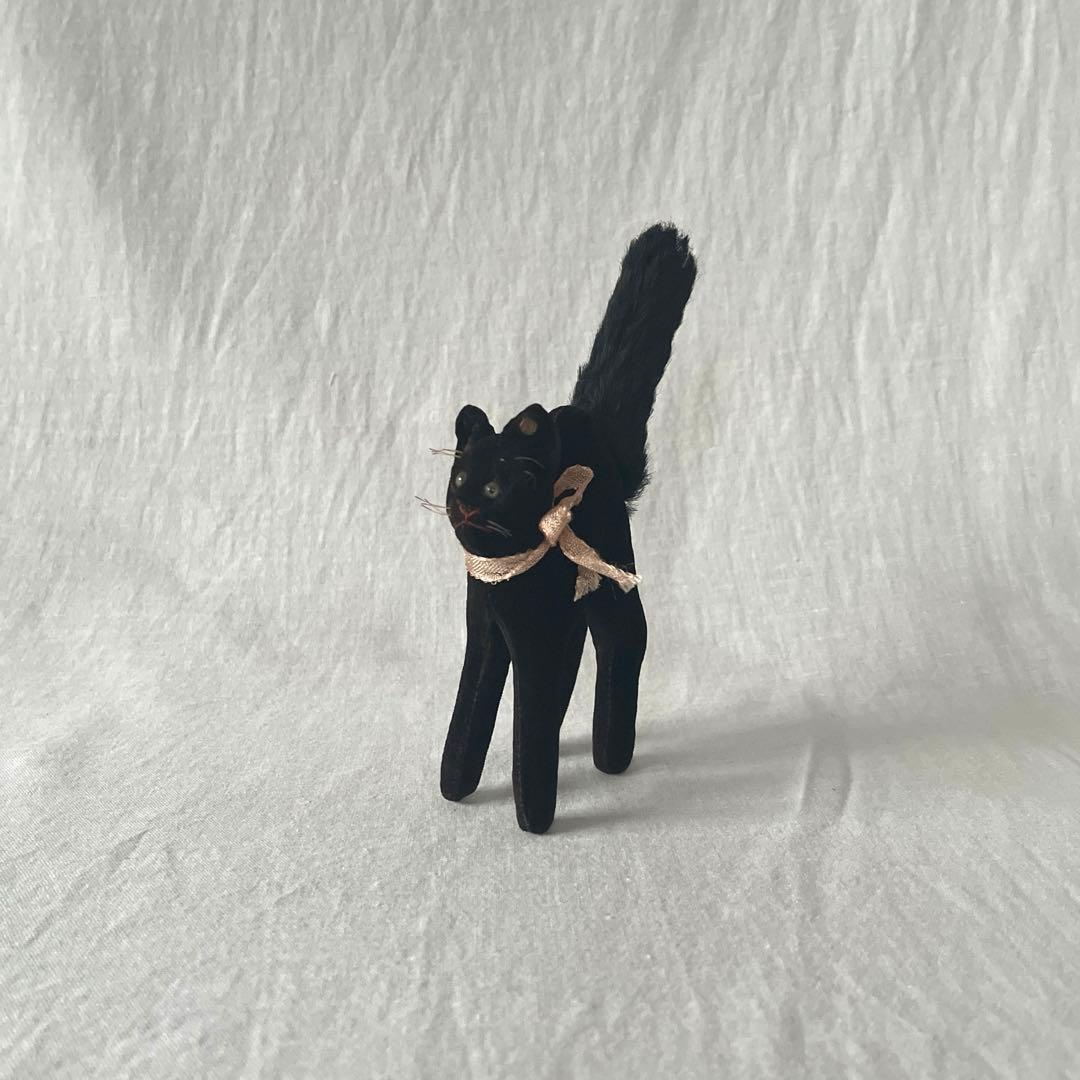 アンティーク　シュタイフ　黒ねこ　ドイツ