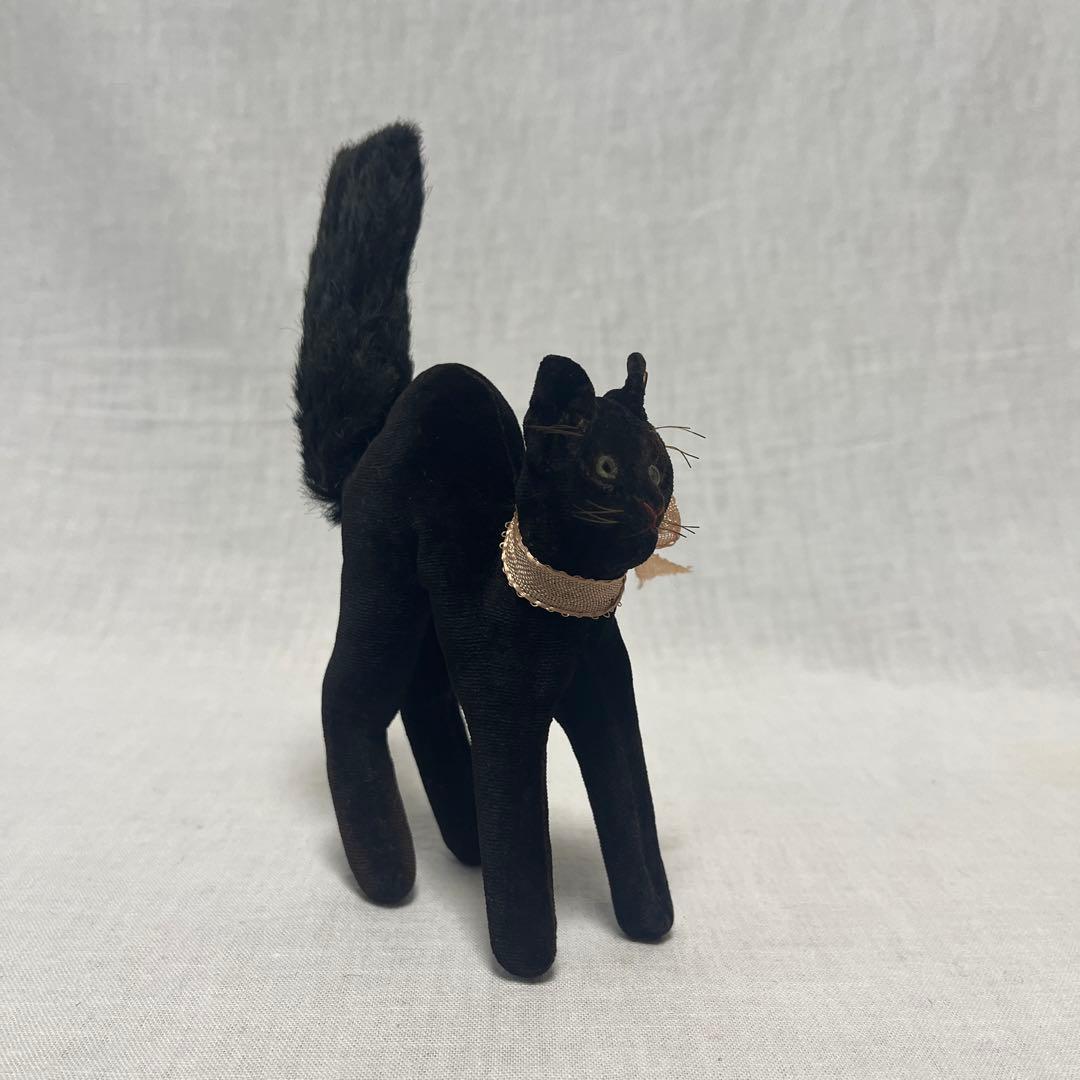 アンティーク　シュタイフ　黒ねこ　ドイツ