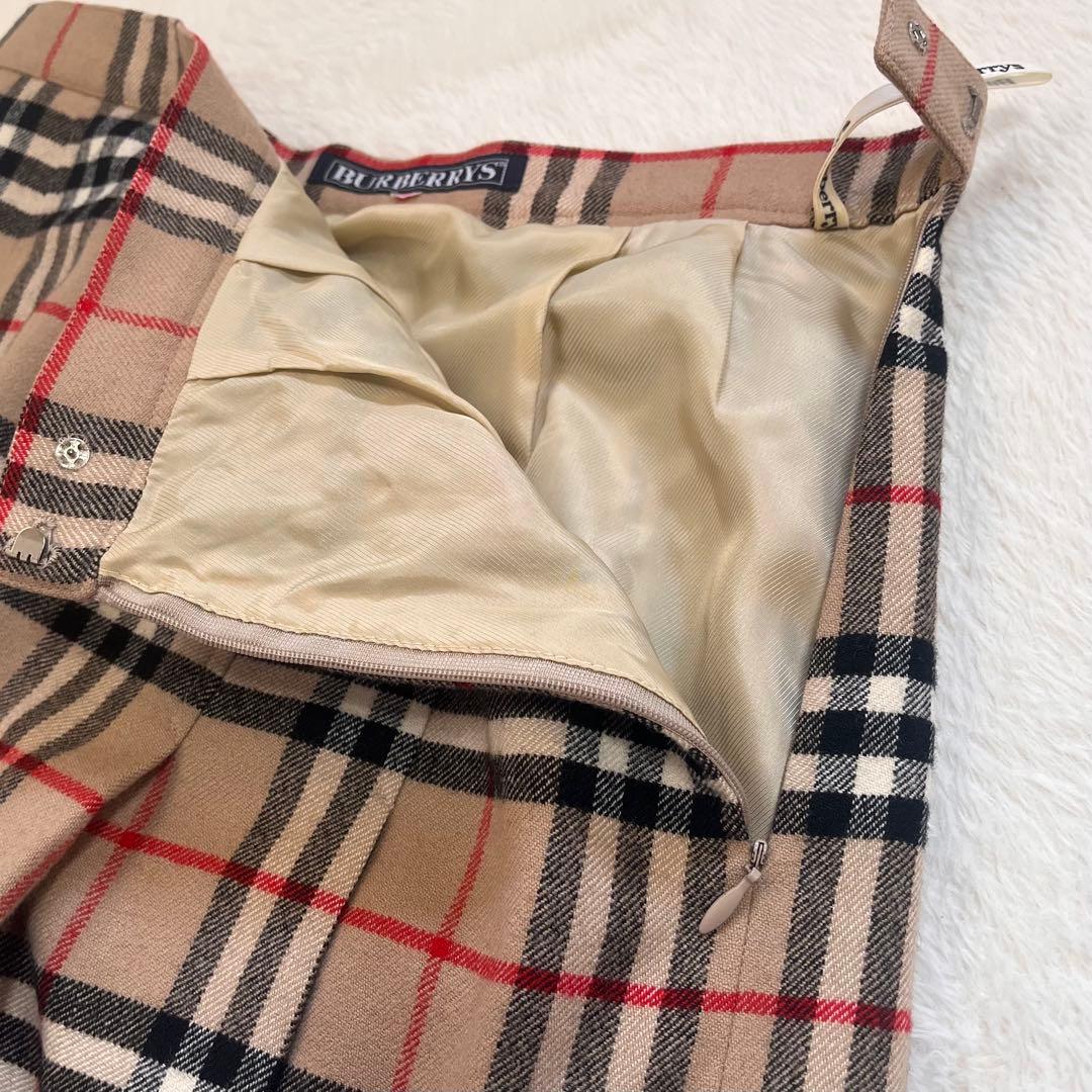 Burberry ノバチェック ウール プリーツ Aライン ミモレ スカート L