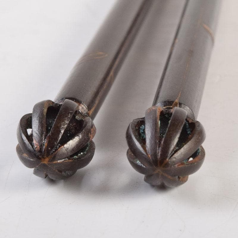 茶道具　寺西宗山作　古鉄　象嵌火箸　共箱　V　9202