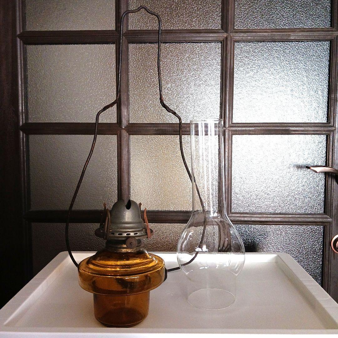 アンティーク吊りオイルランプ　　　アンバー