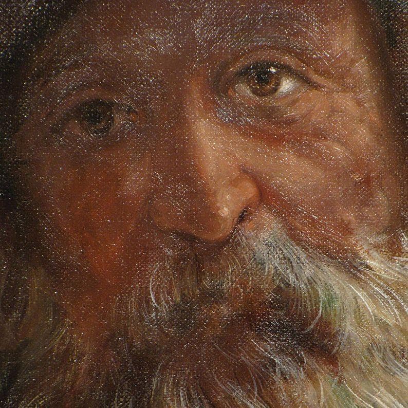 中島義行　「老人」　F３号　（真作保証品）額装　黄袋、タトウ箱付き