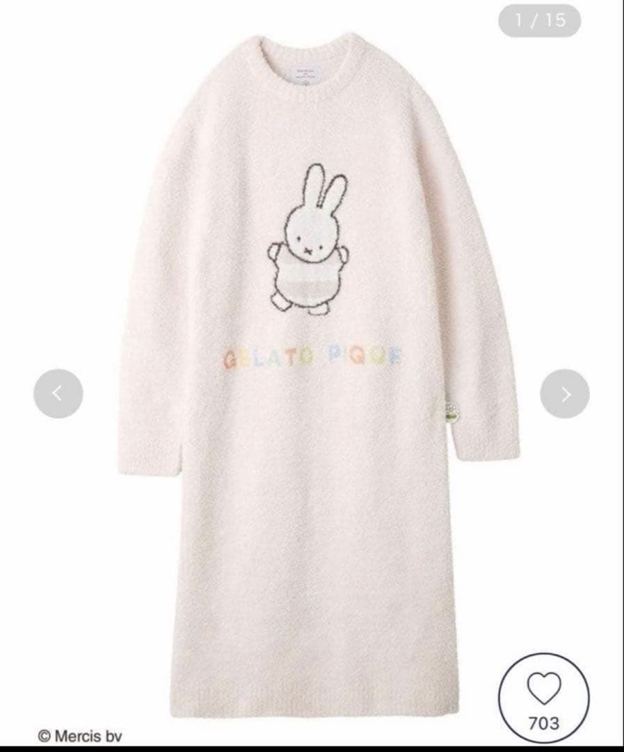 タグ付き　gelato pique ミッフィー ベビモコジャガードワンピース