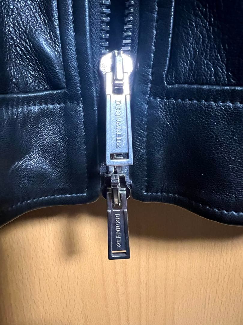 DSQUARED2 レザーシングルライダースジャケット 50