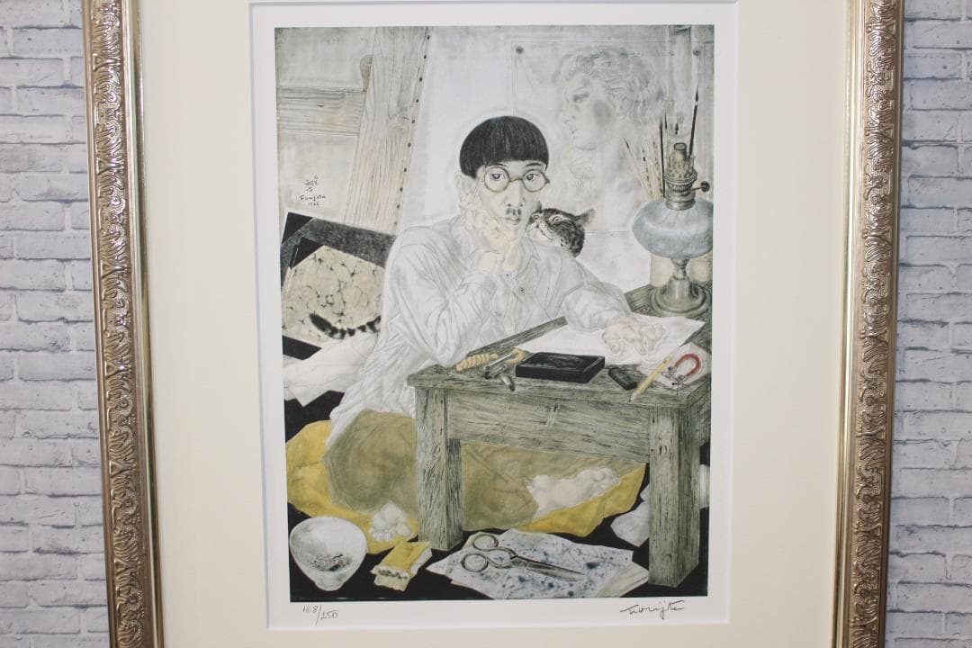 kuroneko　藤田嗣治 エスタンプリトグラフ 「自画像」168/250