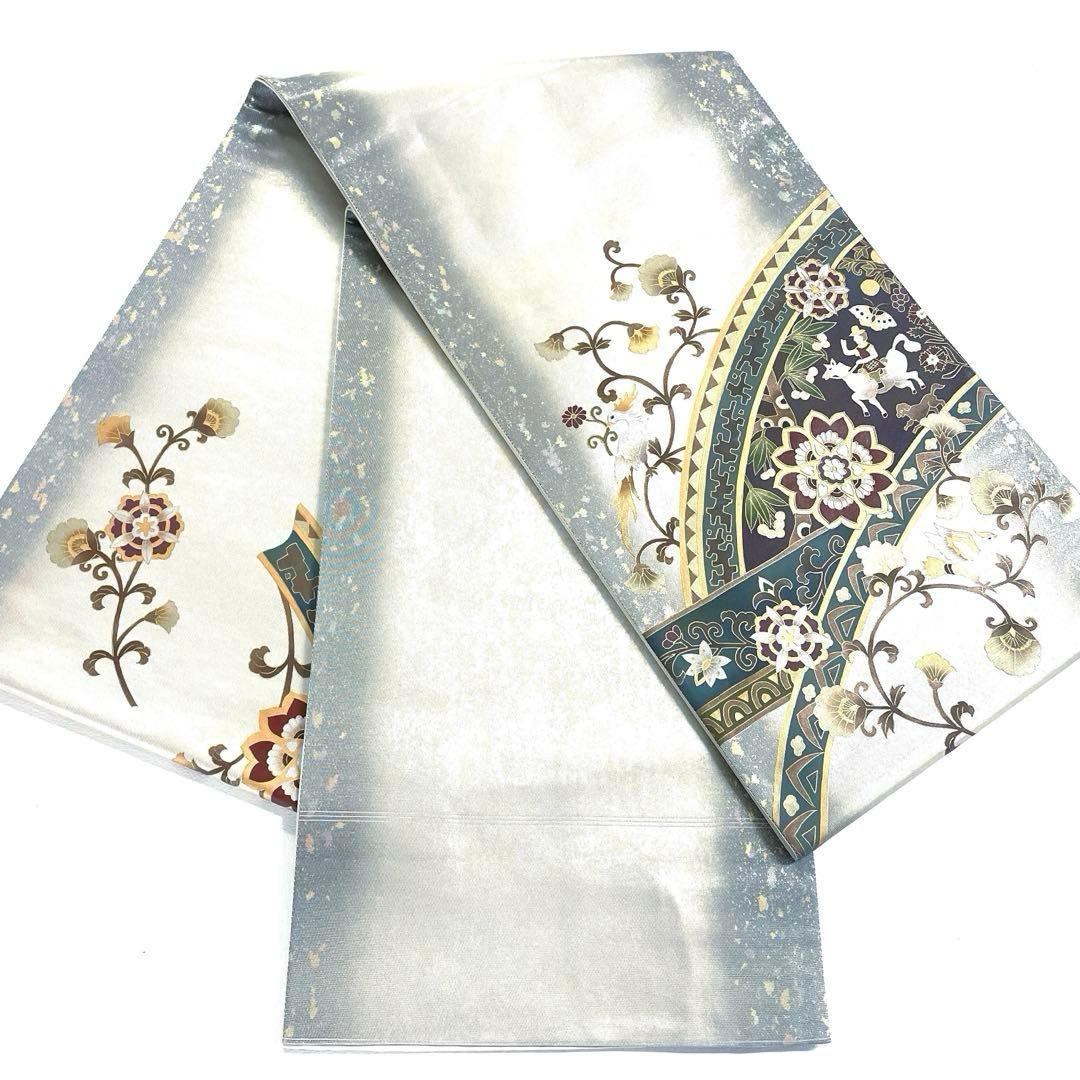 専用帯5669 4821 二点セット ●高級 正絹 太鼓六通 袋帯 花文 華文