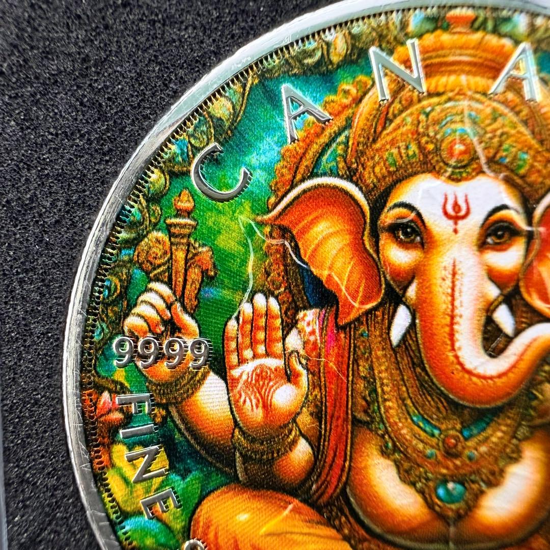 100枚限定 メイプルリーフ 銀貨 カラー インド ガネーシャ 1オンス 1oz