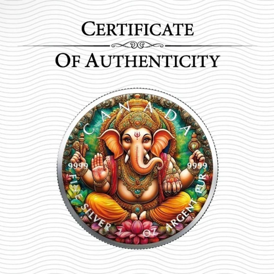 100枚限定 メイプルリーフ 銀貨 カラー インド ガネーシャ 1オンス 1oz