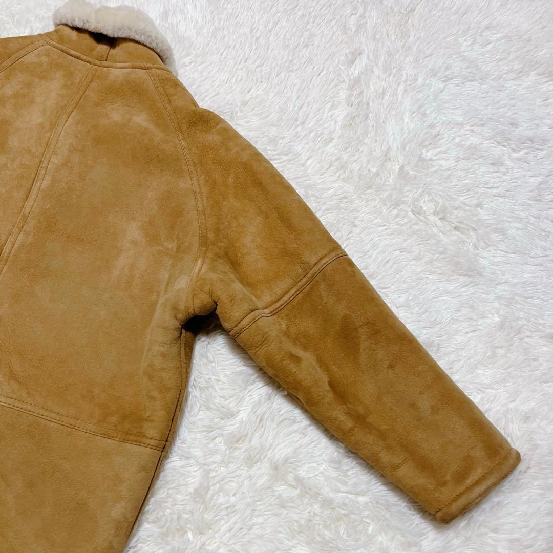 ムートンコート　リアルレザー　ウール裏地　キャメルカラー　サイズFREE