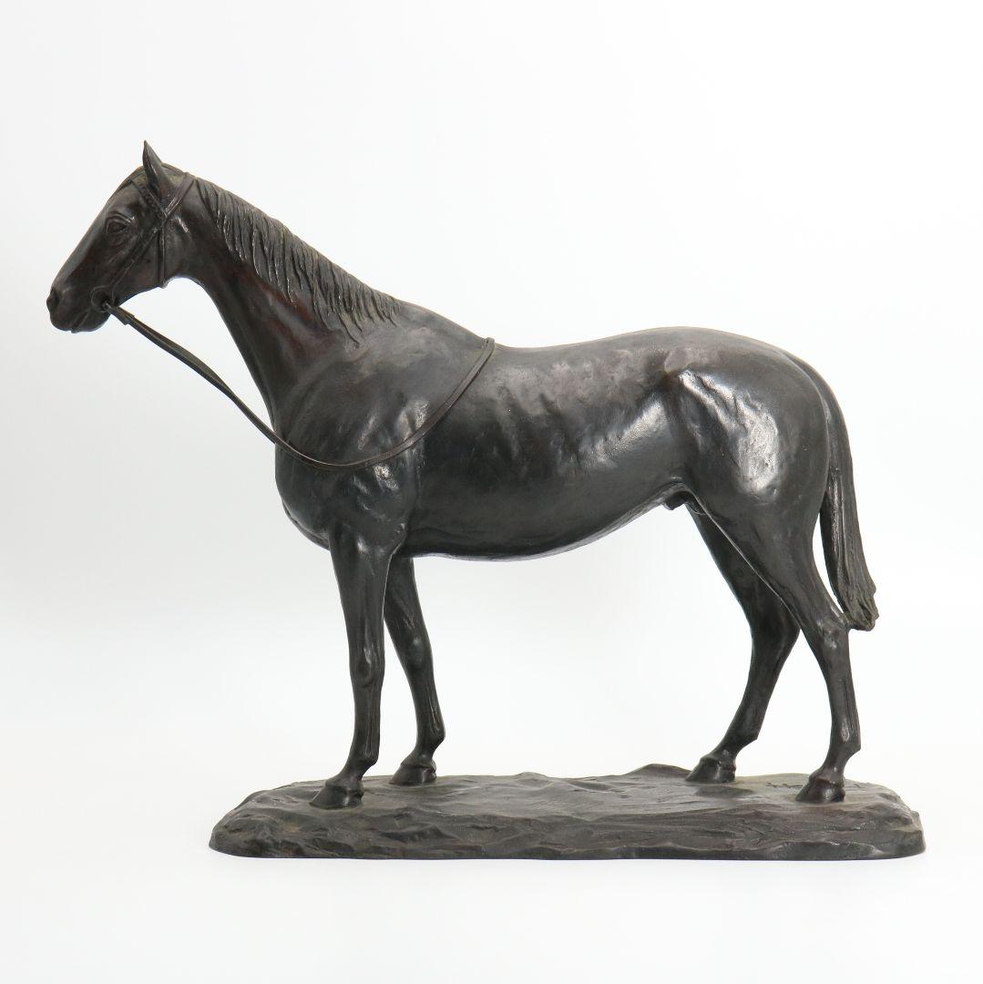 金工師 芳山造 銅製 馬置物 ブロンズ 高さ約33cm　OY390