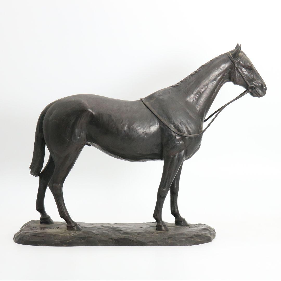 金工師 芳山造 銅製 馬置物 ブロンズ 高さ約33cm　OY390