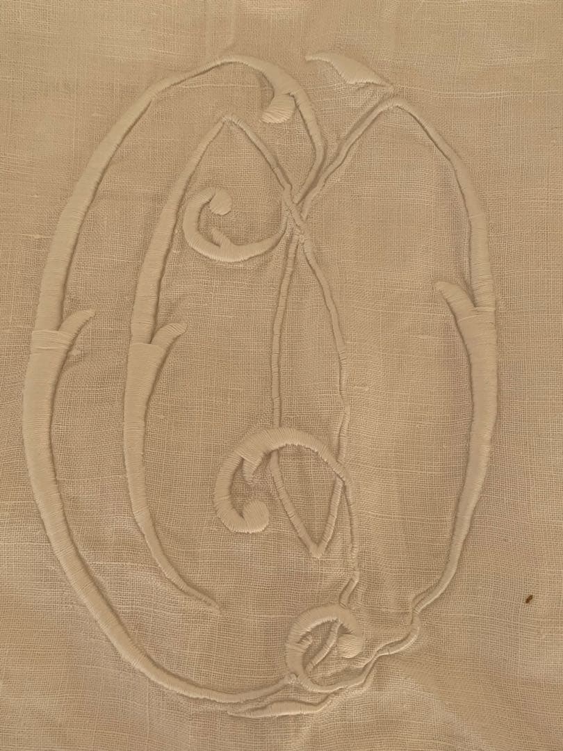 フランスアンティーク　手刺繍　生地　リメイク　ディスプレイ　ブロカント