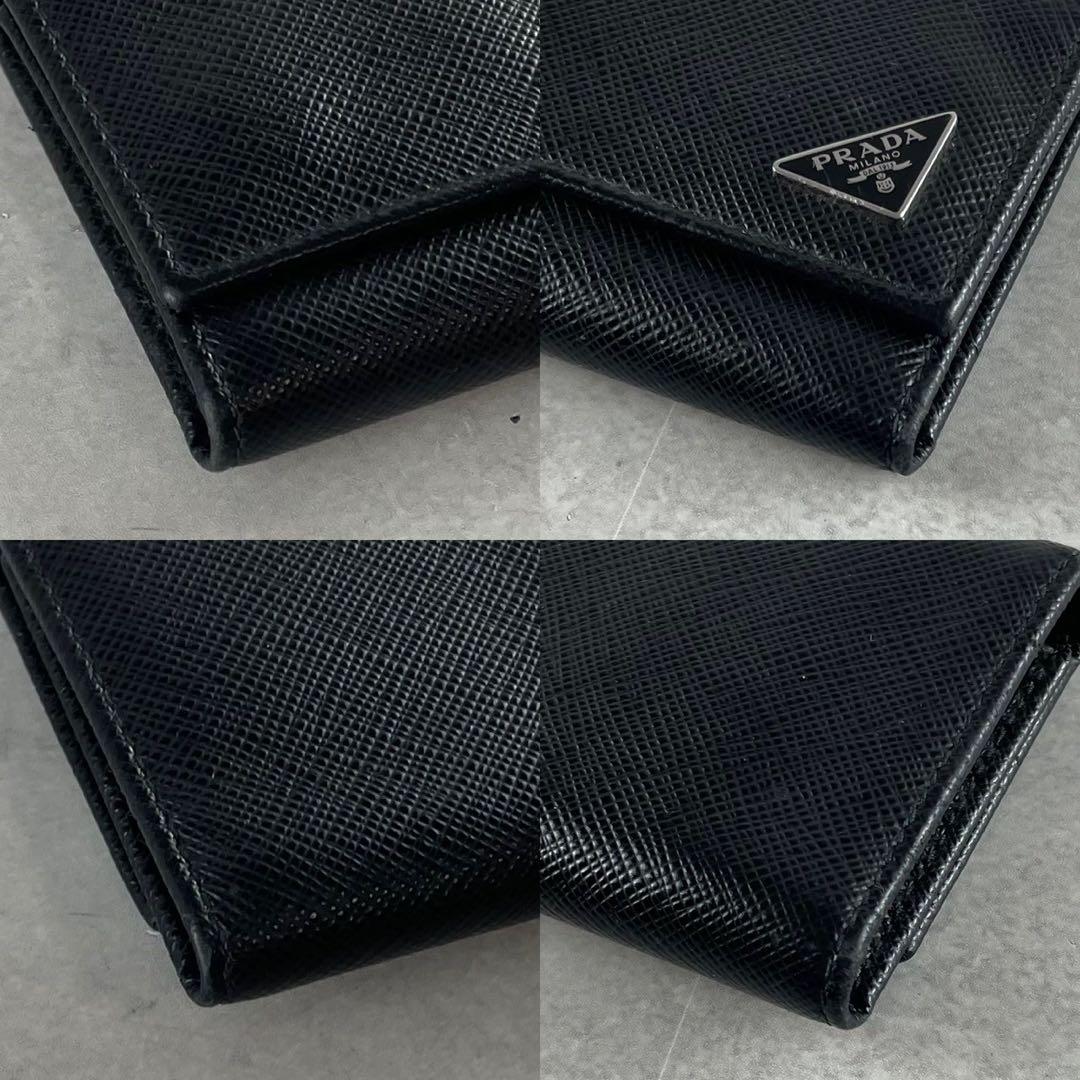 【極美品】PRADA キーケース 6連 三角ロゴ サフィアーノレザー ブラック