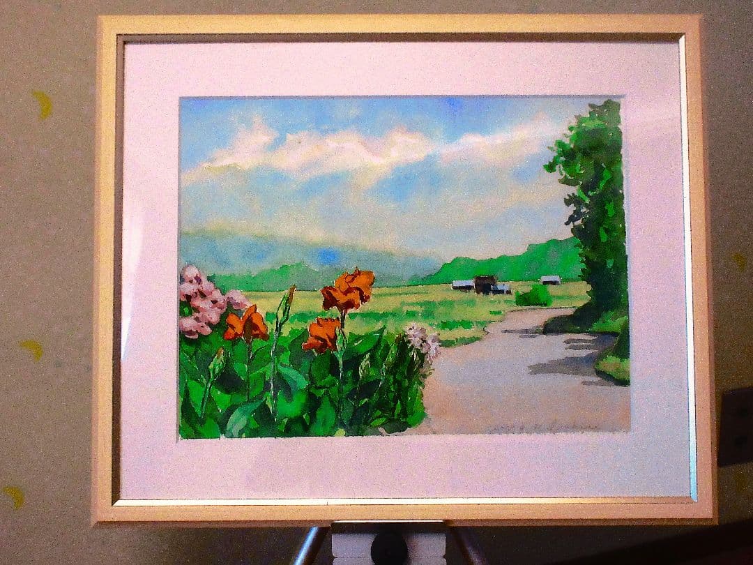 水彩画 風景画 花のある風景