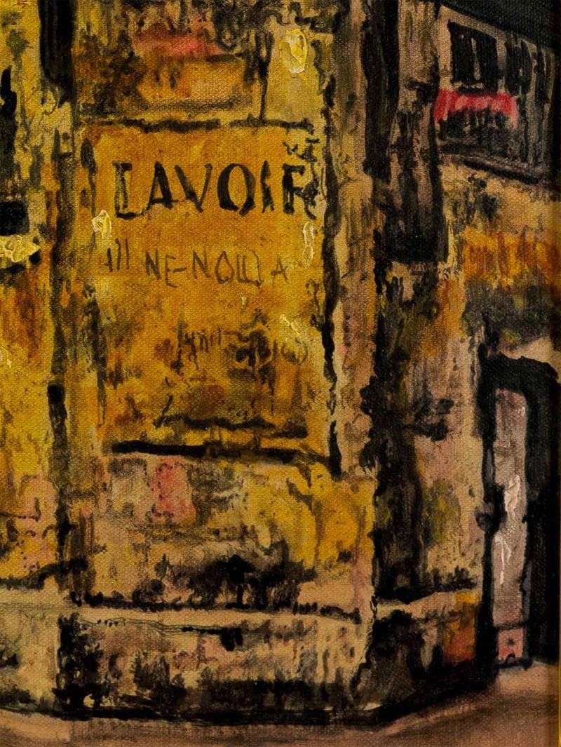 荻須高徳　油彩　肉筆『洗濯物』サイン　長谷川徳七鑑定　F6号　額装　b590