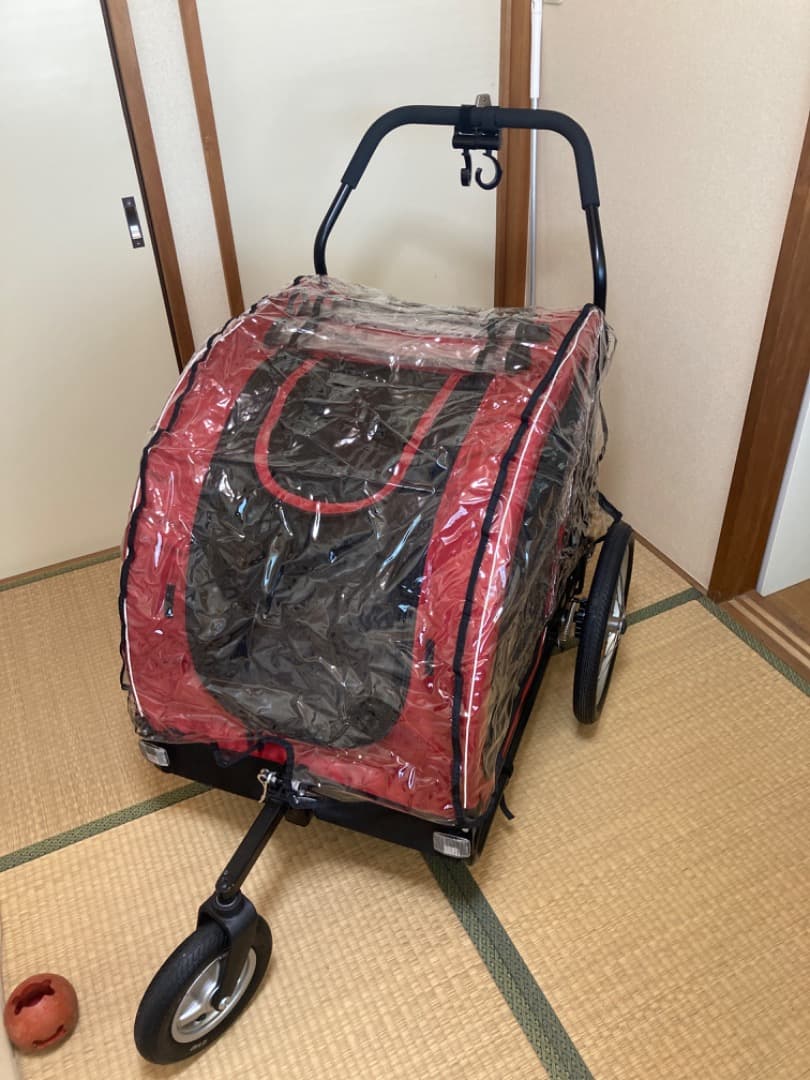 犬用ペットカート 赤 メッシュ窓付き