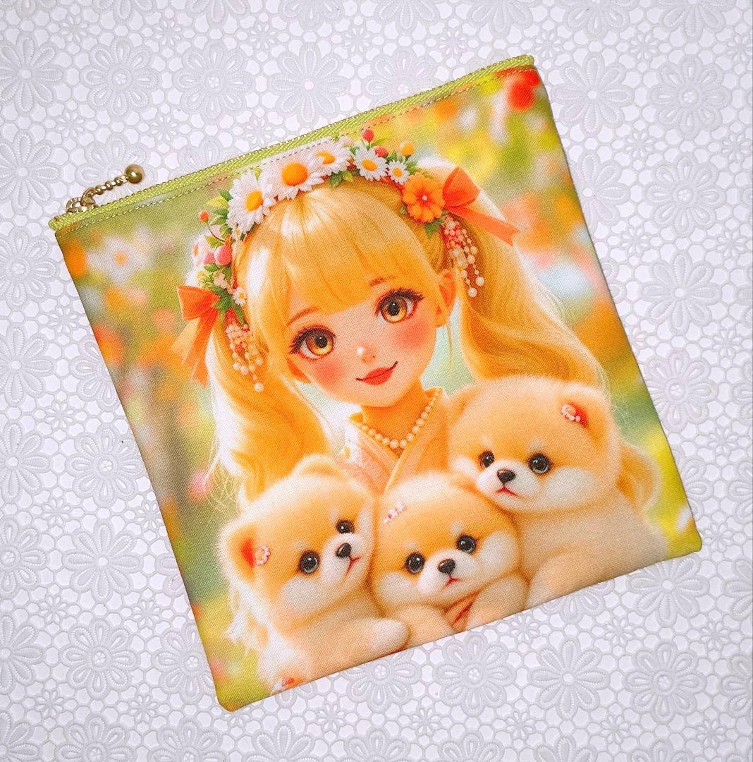 フラットポーチ♡レディ＆わんことにゃんこ