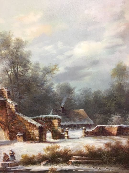 油絵  手描き 作品肉筆画 スーパーロング超大型サイズ油絵手がき