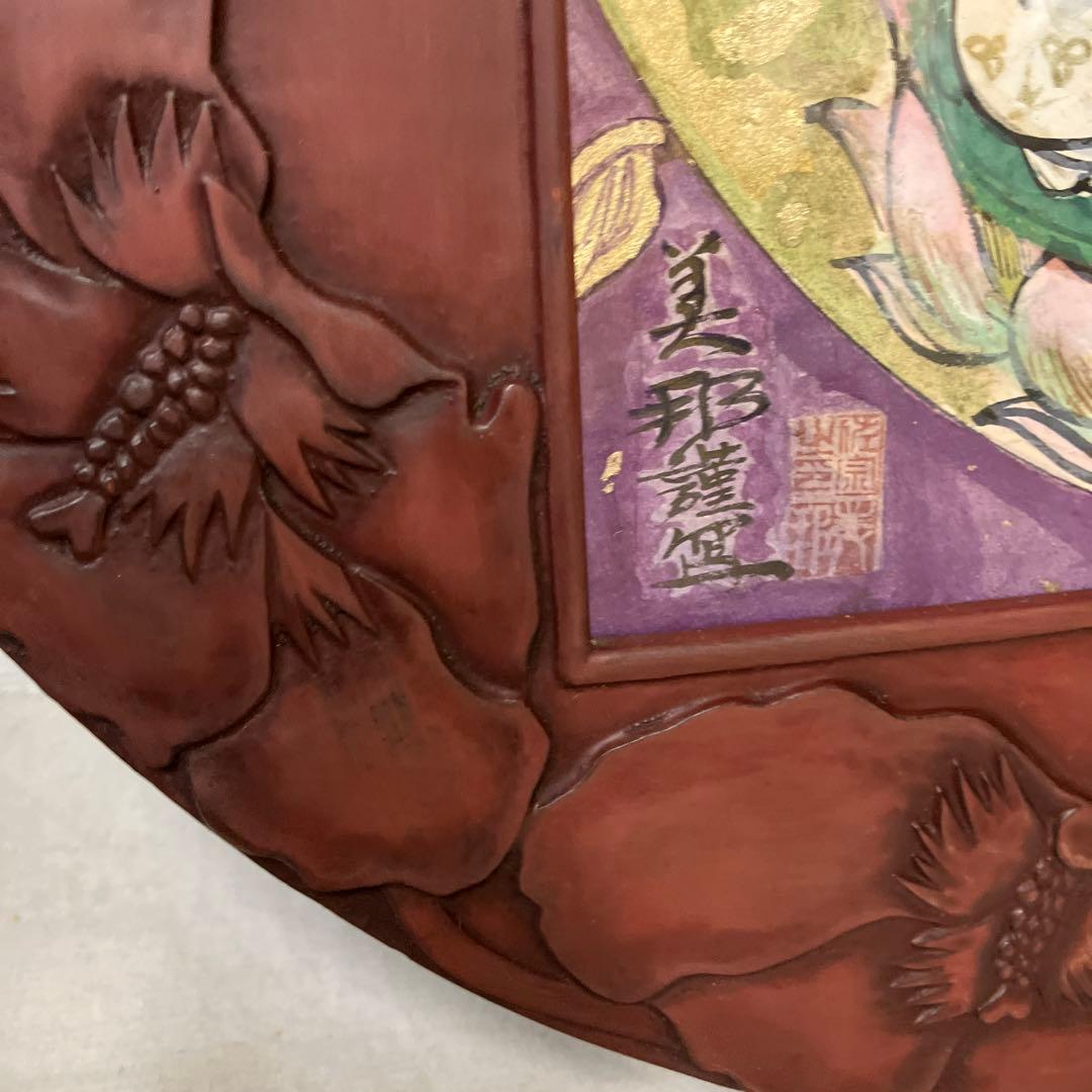 No.34071601 鎌倉彫の色紙額　佐宗美邦　「観世音菩薩」