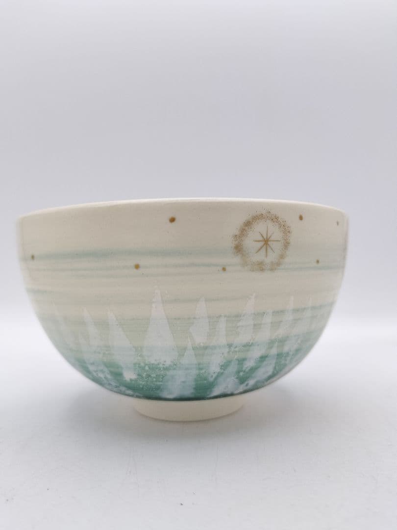 b993【新品・未使用】茶碗 聖夜 クルス文 今岡三四郎 木箱 茶道具