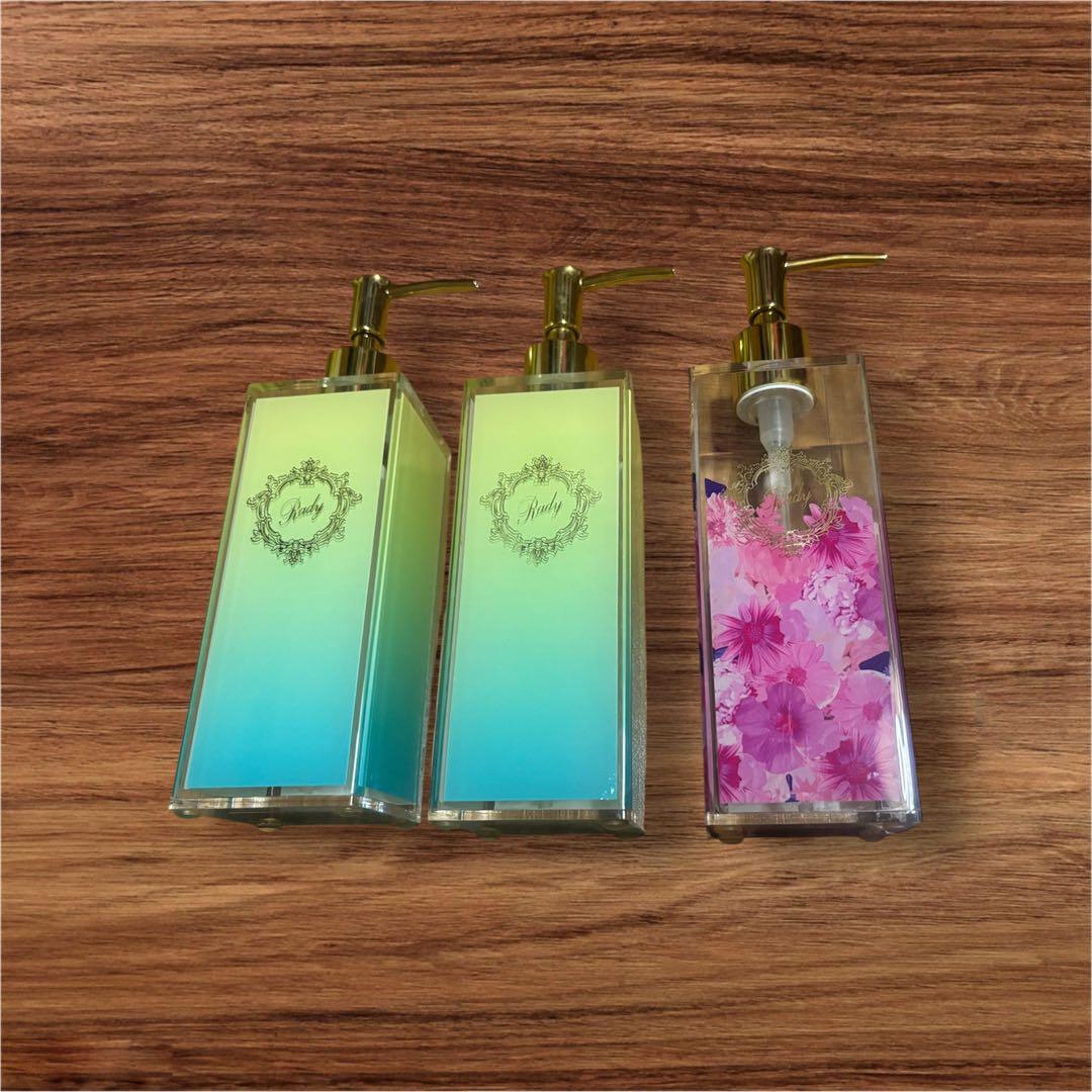 Rady レインボー＆トロピカルシャンプー＆リンスボトル３本セットディスペンサー