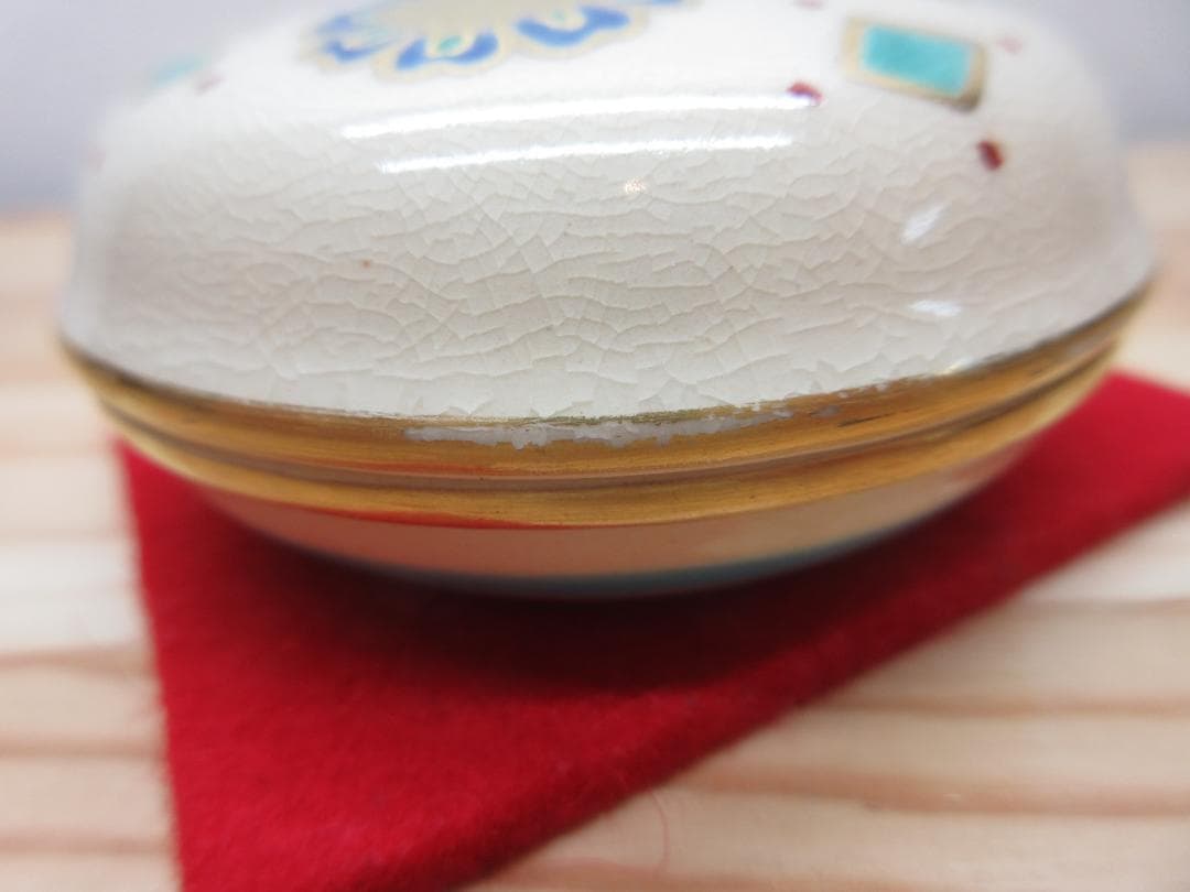 送料込【逢絢亭・訳あり新品】茶道具 香合 京焼 正倉院文様 手塚石雲 共箱入り