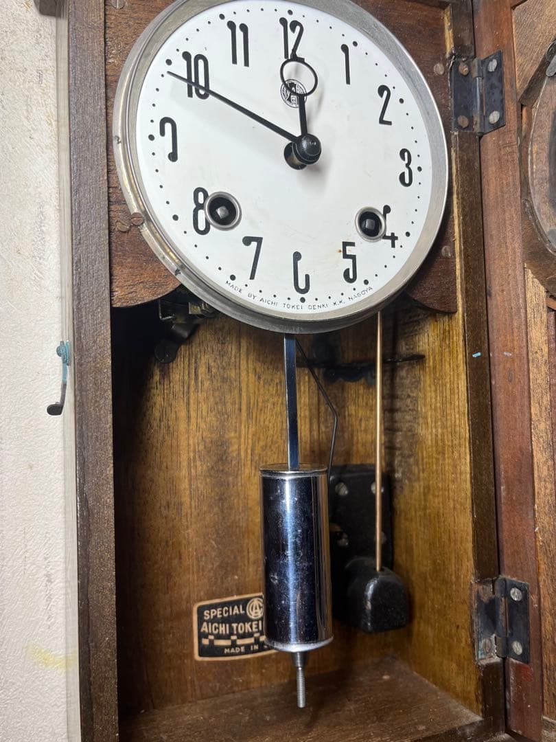 愛知時計　ミニミニ　柱時計　古時計　振り子　レトロ　ゼンマイ　ボンボン　精工舎