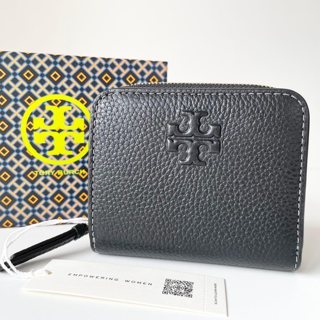 【新品】TORY BURCH 新作 ティア THEA 二つ折り財布 黒 本革