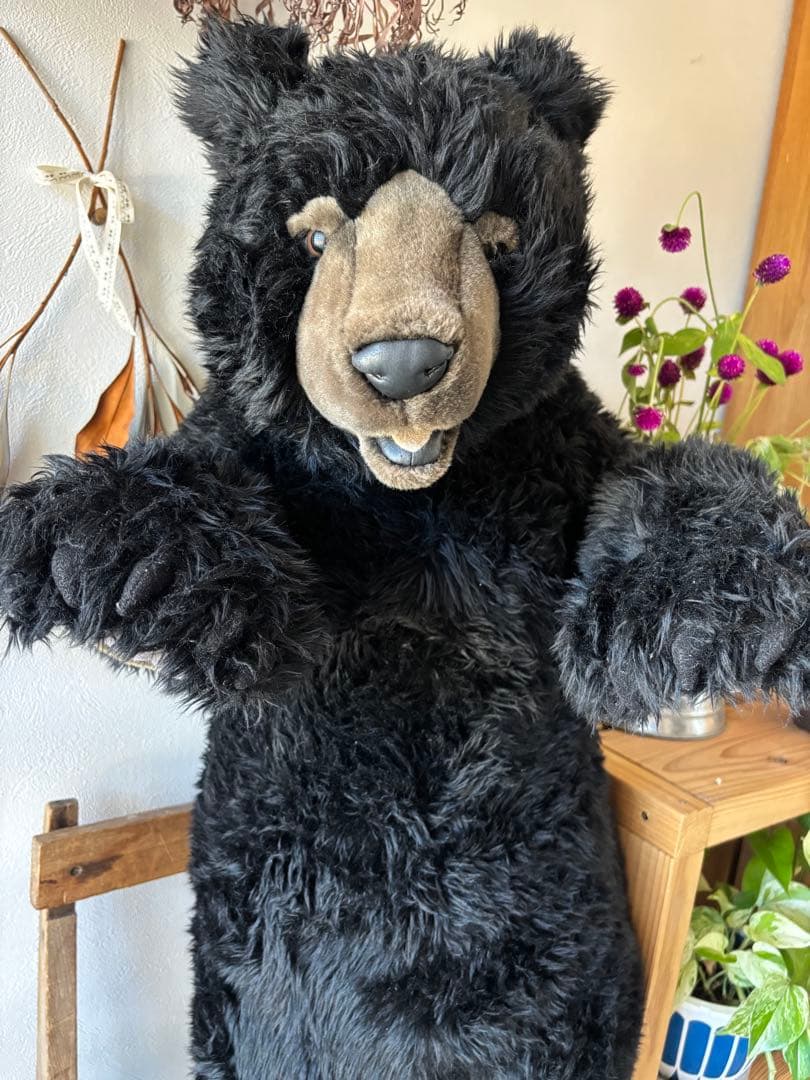 希少 HANSA 大型 黒クマ ぬいぐるみ リアルアニマル