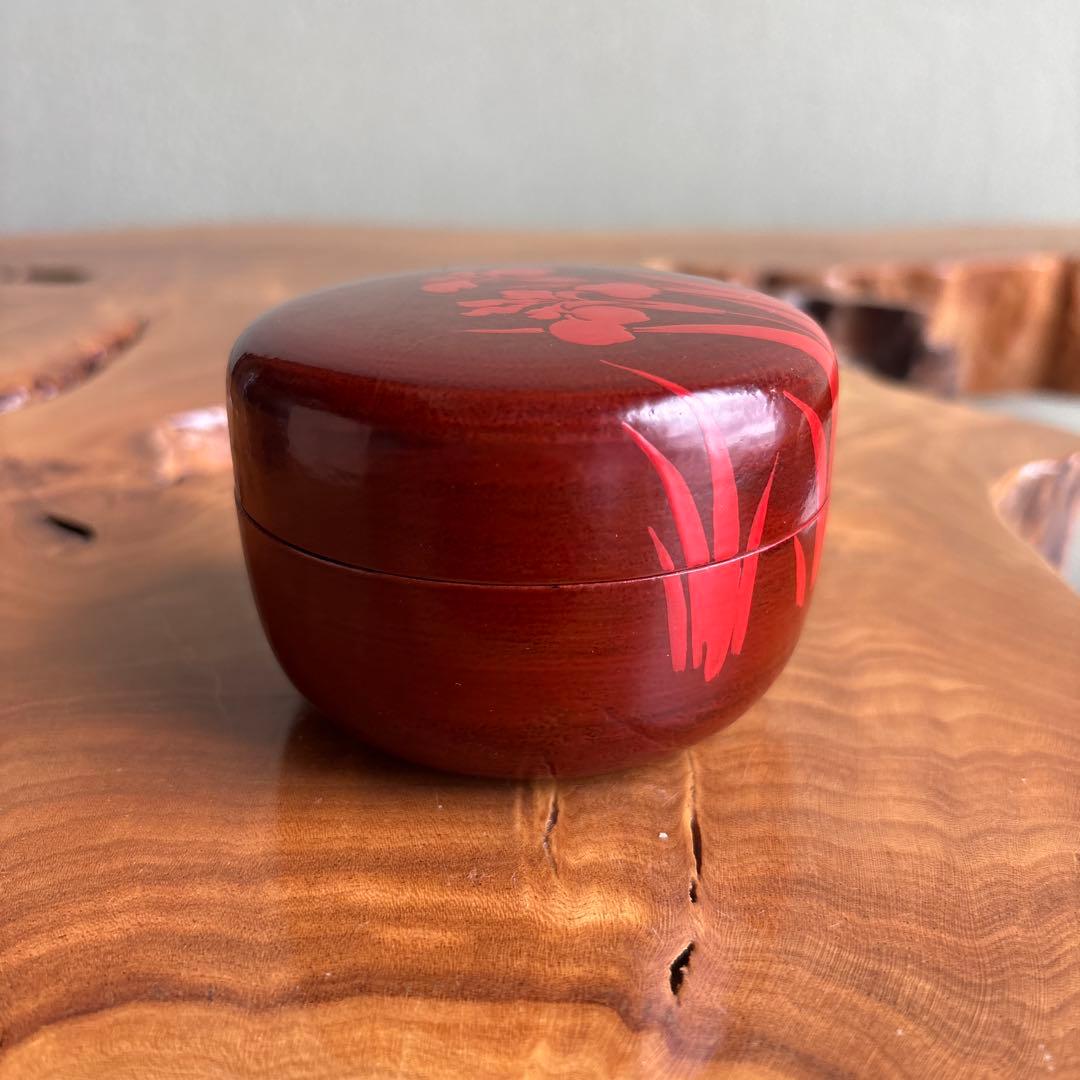 桜井一良 輪島塗 菖蒲蒔絵 大平棗 茶道具 共箱