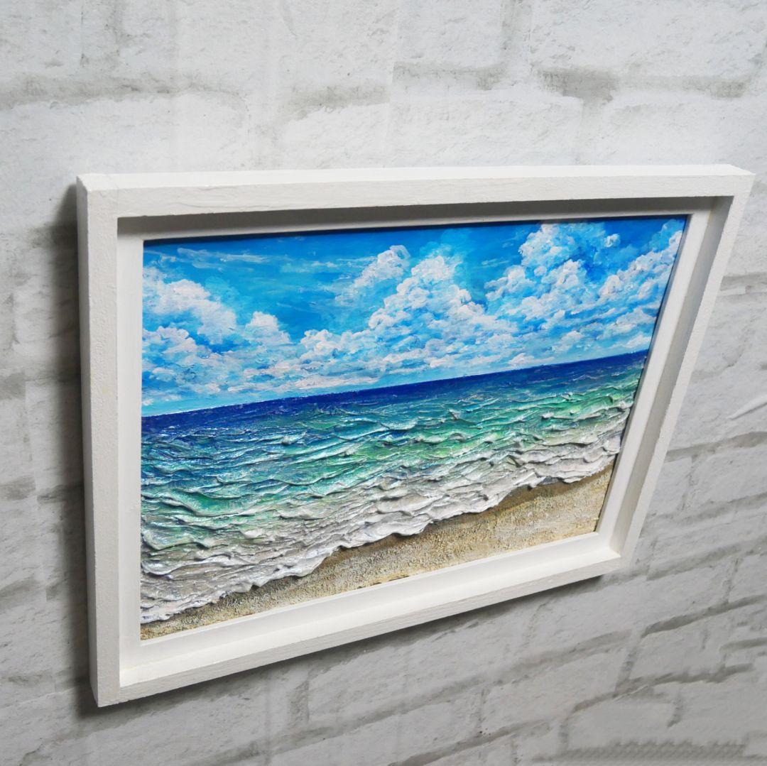 油絵 油彩 油彩画 絵 絵画【夏の砂浜の海】