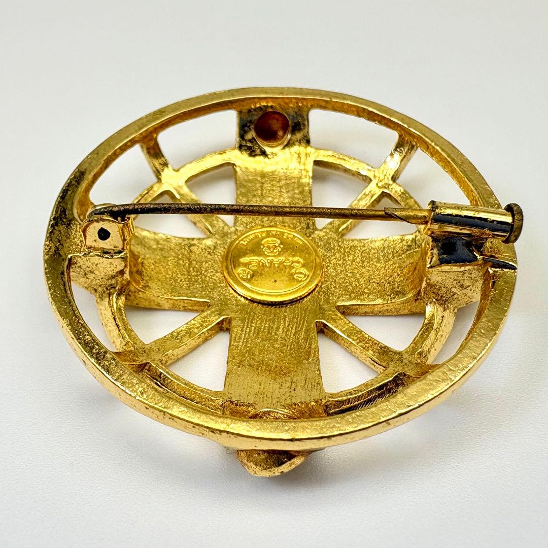 CHANEL シャネル ブローチ クロス ロゴ ヴィンテージ ゴールド