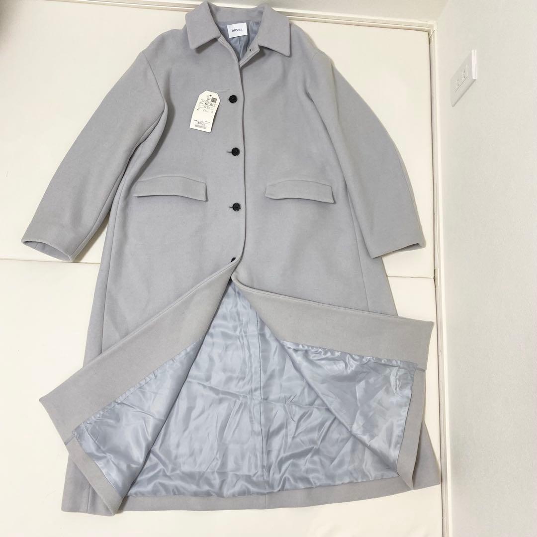 ♢新品♢SHIPS any シップス　ステンカラーコート　ライトグレー　水色