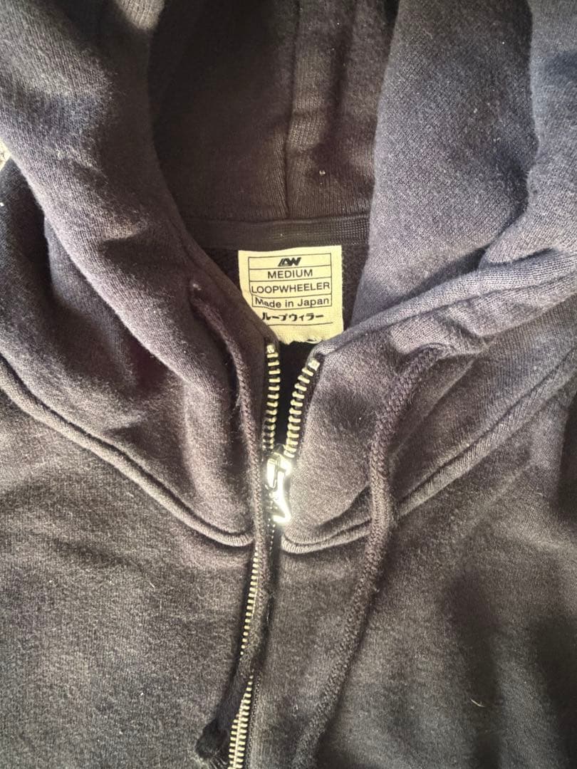 ループウィラー　LW290 吊り編みハイジップフーディ　M size　ブラック