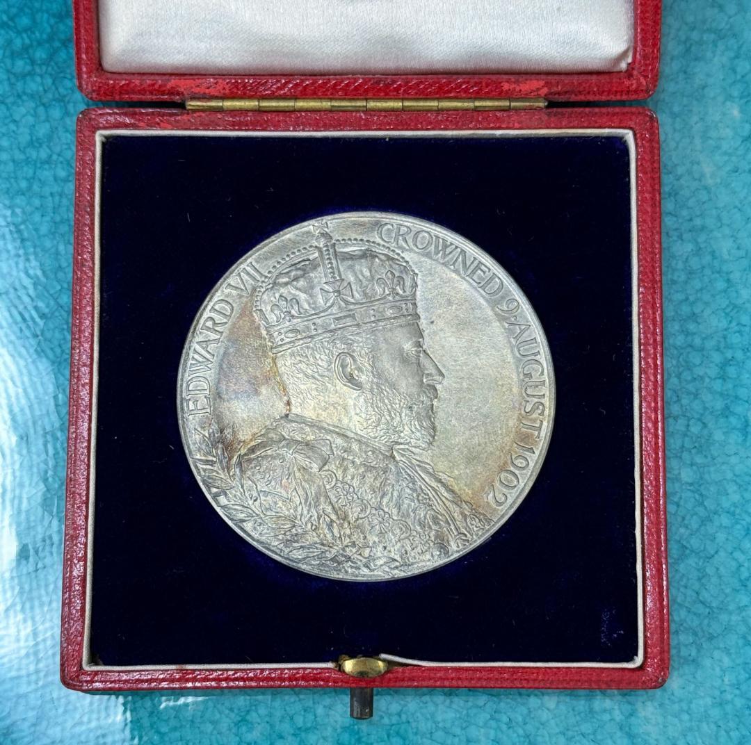 1902 イギリス エドワード アレクサンドラ コロネーション 大型 銀 メダル
