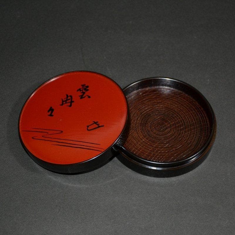 而妙斎宗匠御画賛丸香合　川端近左作　表千家　古物