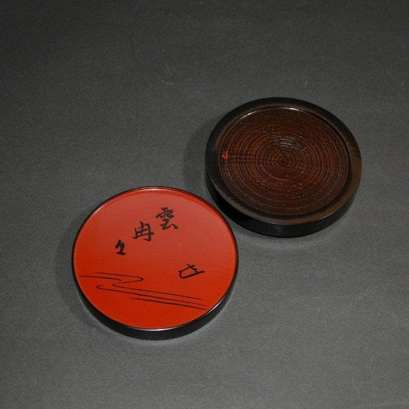 而妙斎宗匠御画賛丸香合　川端近左作　表千家　古物