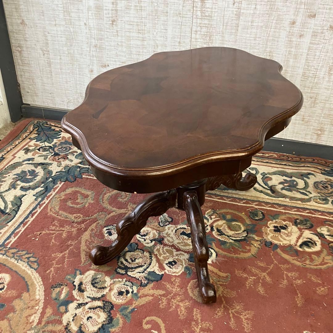 イタリアアンティーク 猫脚 木製象嵌センターテーブル サイドテーブル クラシック