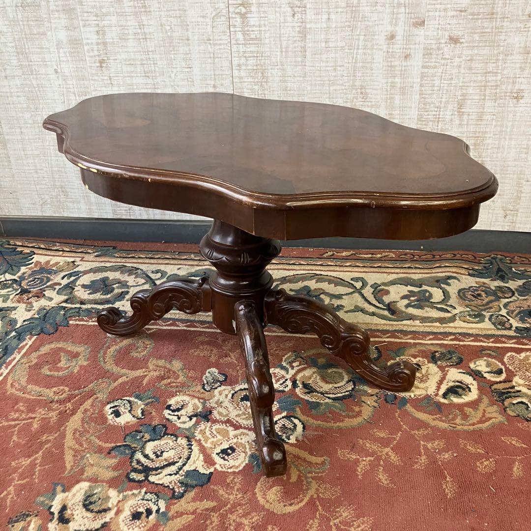 イタリアアンティーク 猫脚 木製象嵌センターテーブル サイドテーブル クラシック