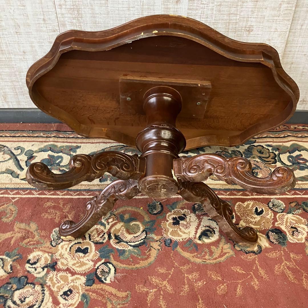 イタリアアンティーク 猫脚 木製象嵌センターテーブル サイドテーブル クラシック