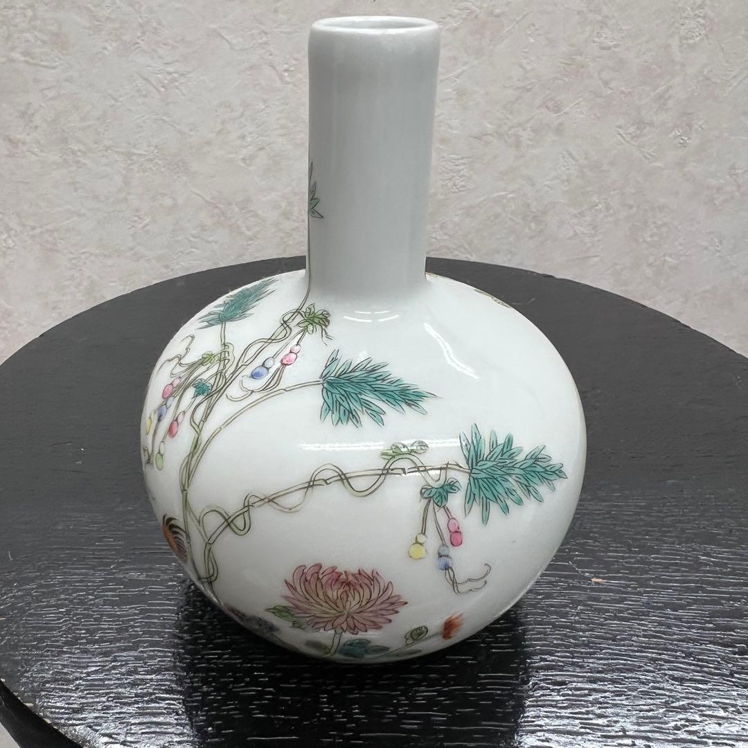 中国清朝人物紋長頸瓶骨董　唐物　アンティーク古美術品骨董　景徳鎮陶磁器青磁　江戸