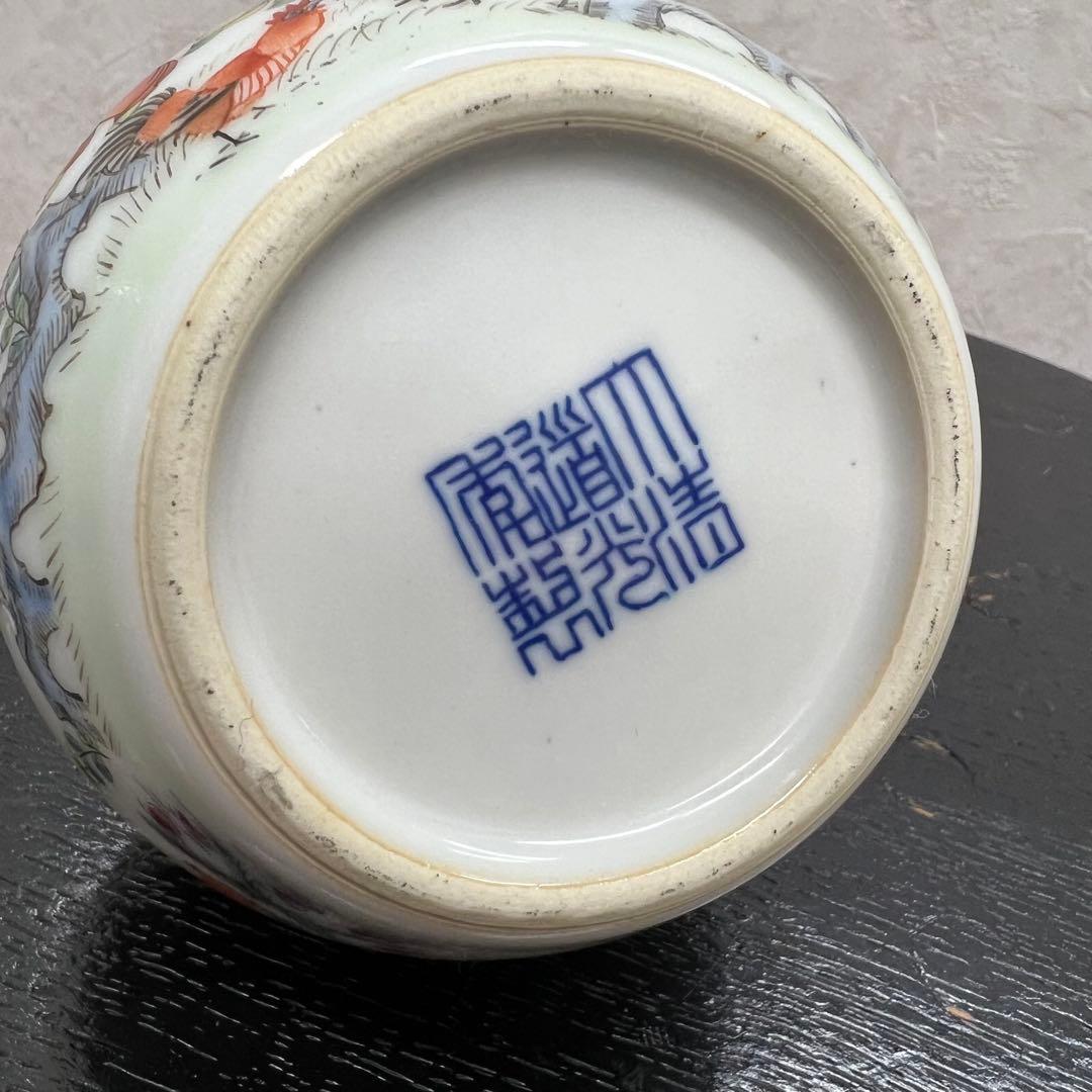 中国清朝人物紋長頸瓶骨董　唐物　アンティーク古美術品骨董　景徳鎮陶磁器青磁　江戸