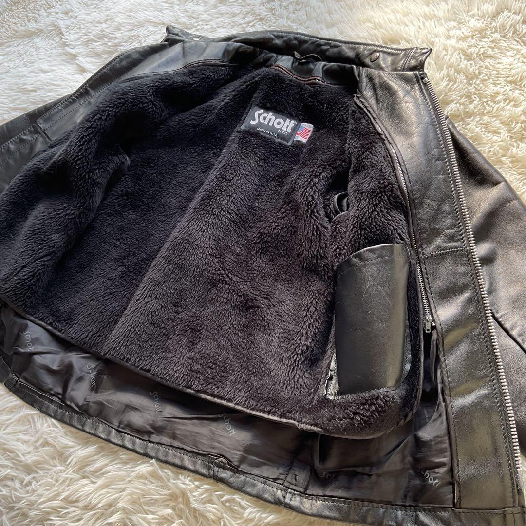 人気✨schou 641 レザージャケット　シングルライダース　38 ブラック