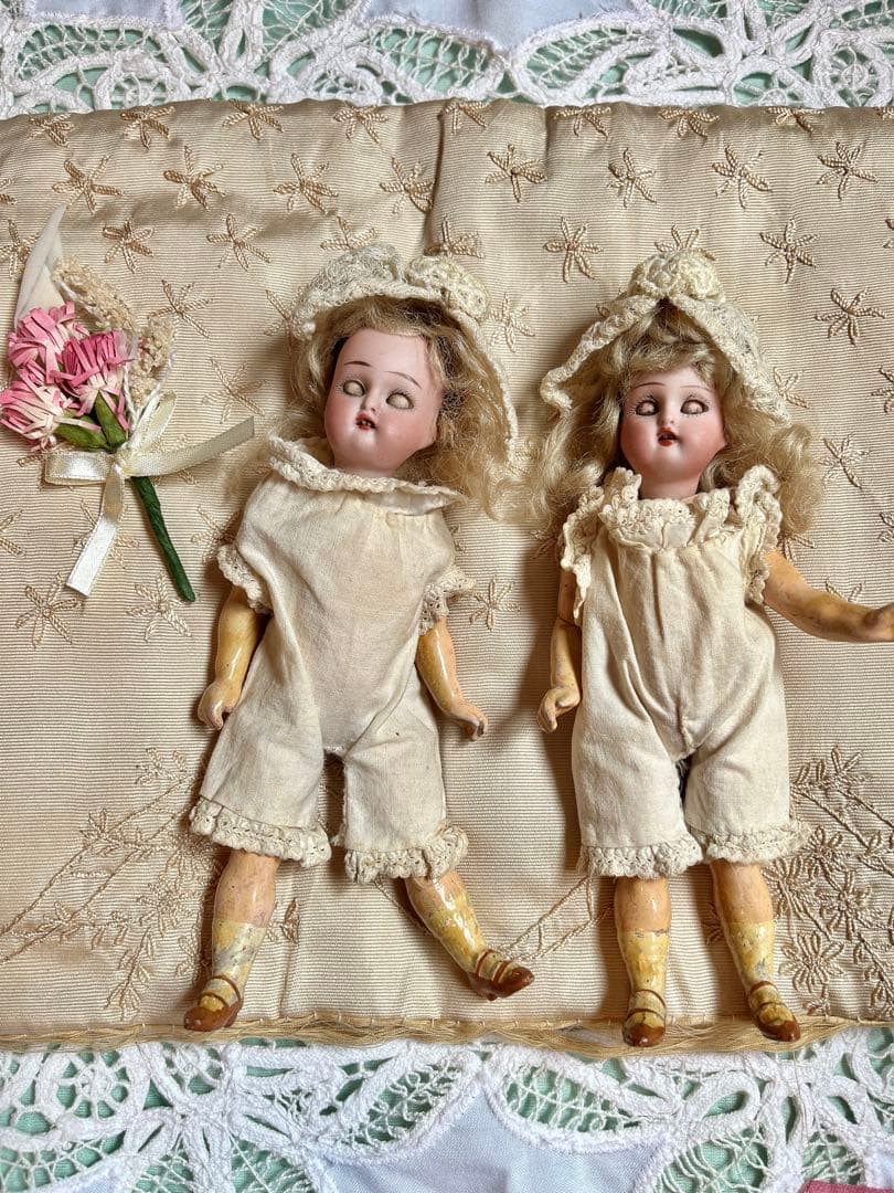 アンティークビスクドール ミニョネット　シモハルツインズ・:*+.