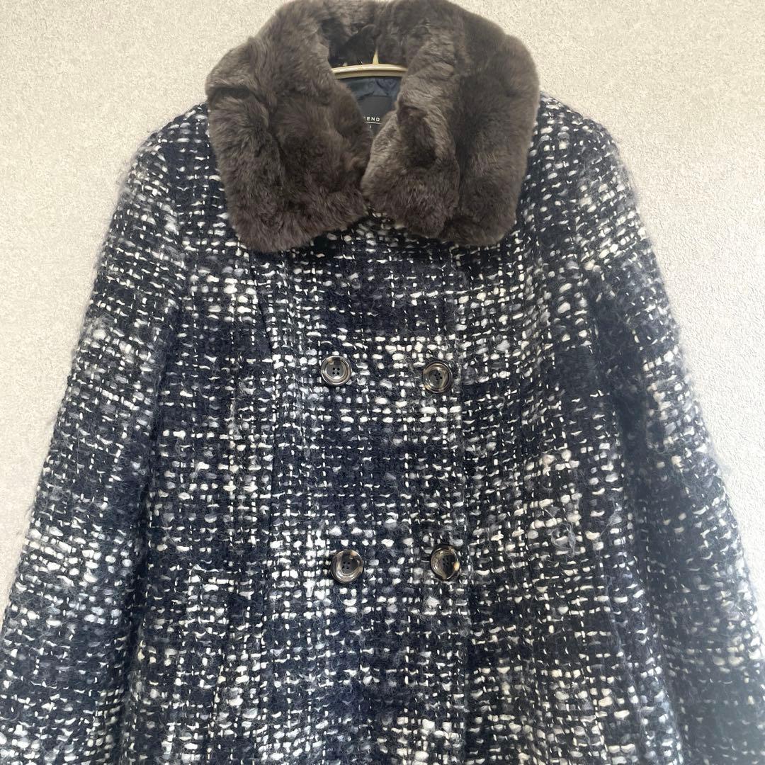 美品✨マックスマーラ 2WAY ツイード ファーコート ペプラム モヘア混　44