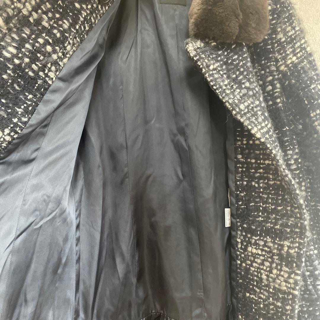 美品✨マックスマーラ 2WAY ツイード ファーコート ペプラム モヘア混　44