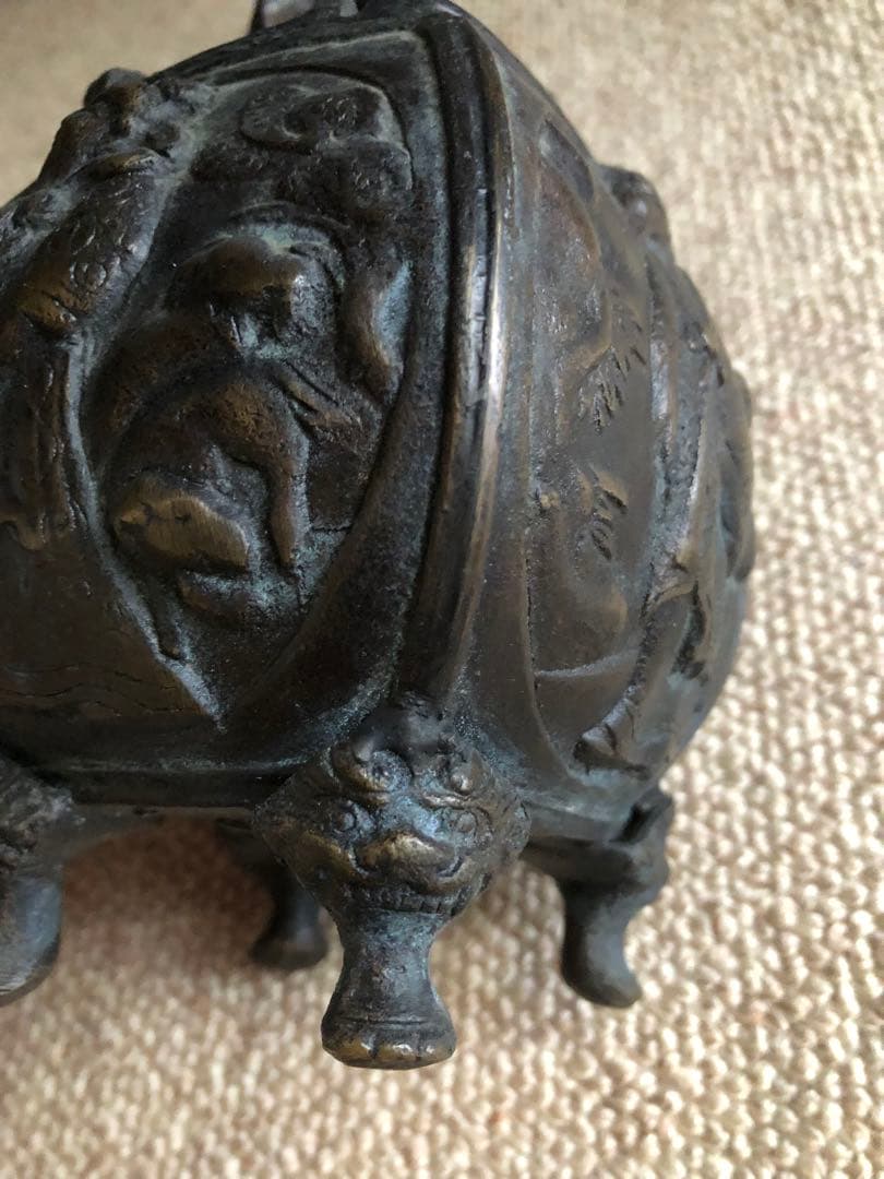 時代 香炉 矢立 銅製　大明宣徳